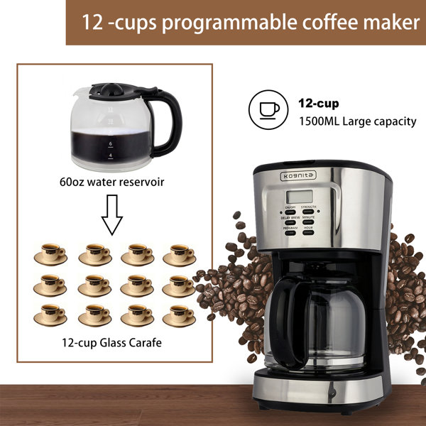 Kognita 12Cup Programmer Coffee Maker with Antidrip & Auto shut